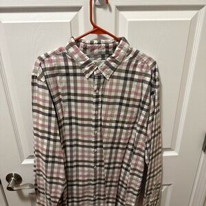 American Eagle Outfitters Tan and Brown Plaid Shirt